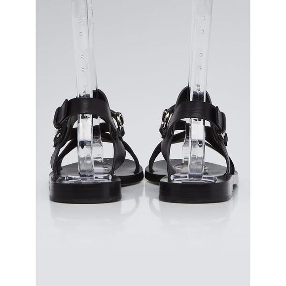 Gucci Juliette Black Leather Horsebit Open Toe Flat Sandals - 39 - Picture 3 of 3